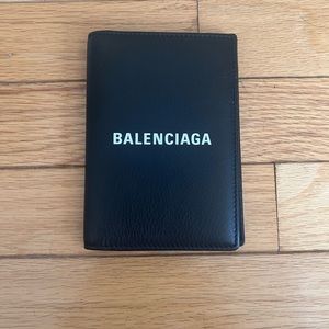 Balenciaga Black Lambskin Leather Bi-fold Wallet